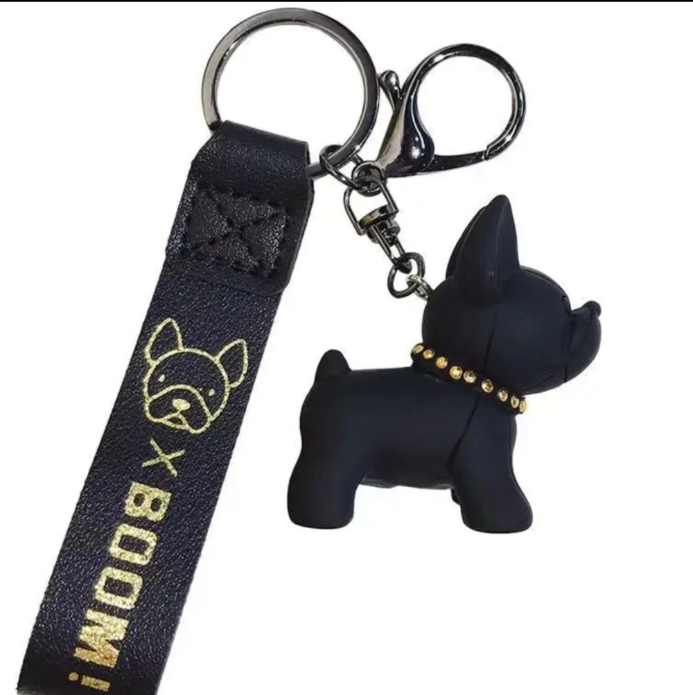 NWT French Bulldog Key Ring In Crimson - Picture 2 of 2